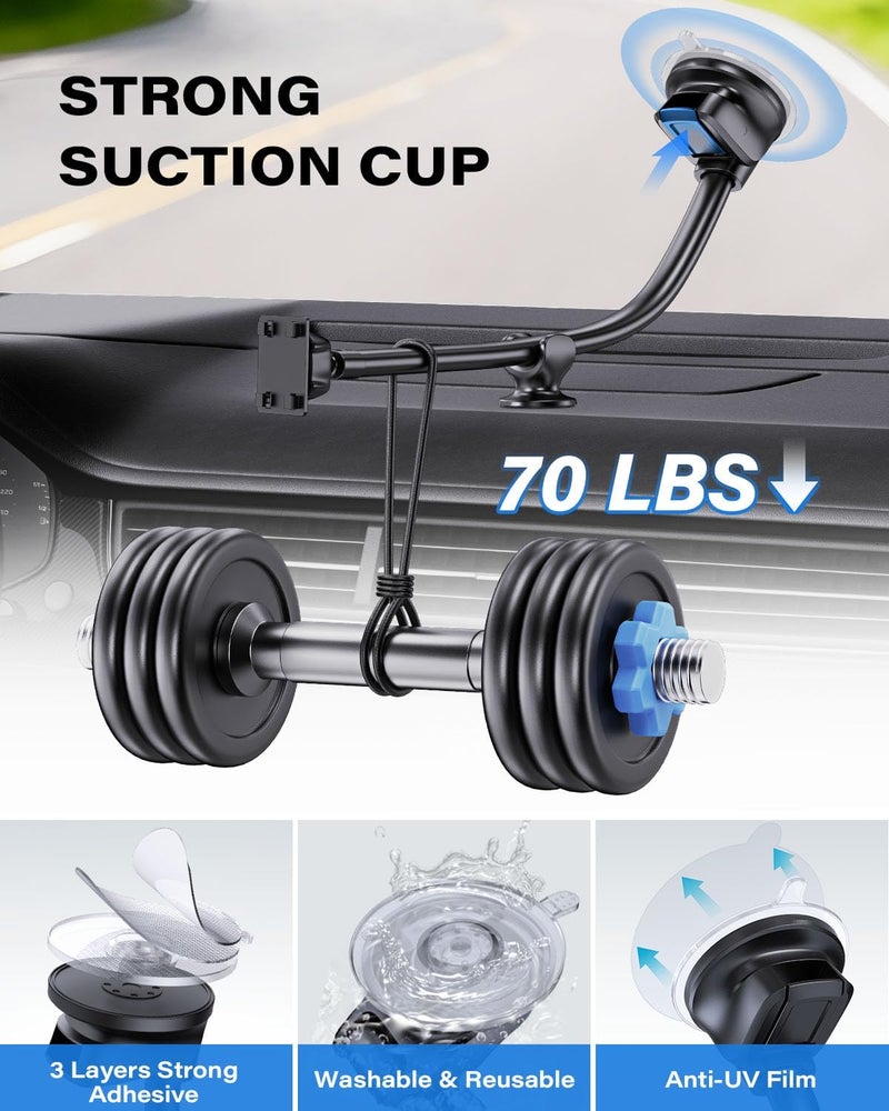 1Zero for Replacement CarPlay Mount, CarPlay Screen Mount with 14-lnch Long Arm, Flexible & Bendable Strong Suction Cup, Compatible with 7-11 Inch Car Monitor, Windshield Truck Bracket Holder - Image 4